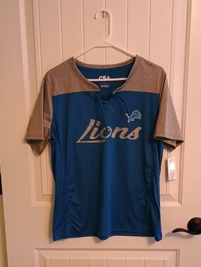 Brand New, Woman's Large Detroit Lions Blue & Gray Athletic Top